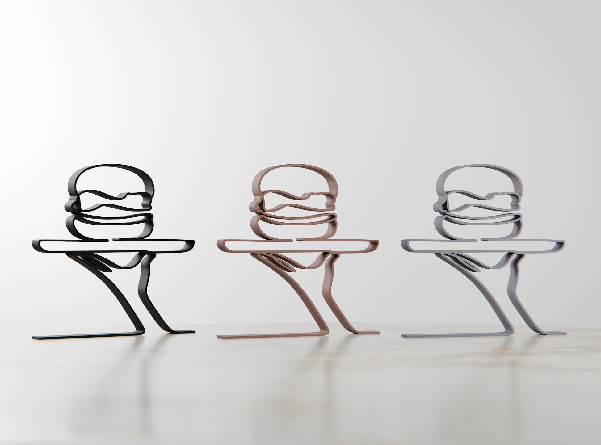 Personalized Fast Food Worker Figure - Minimalist Line Art Sculpture