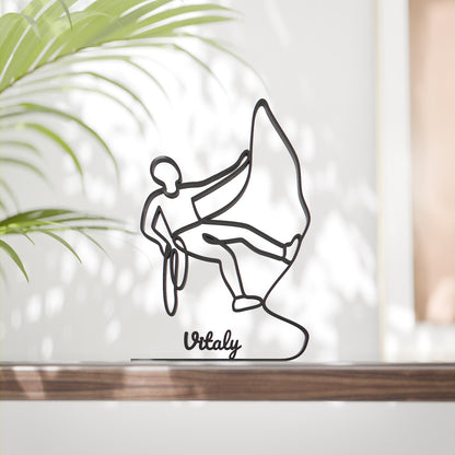 Personalized Climber Figure - Minimalist Line Art Sculpture