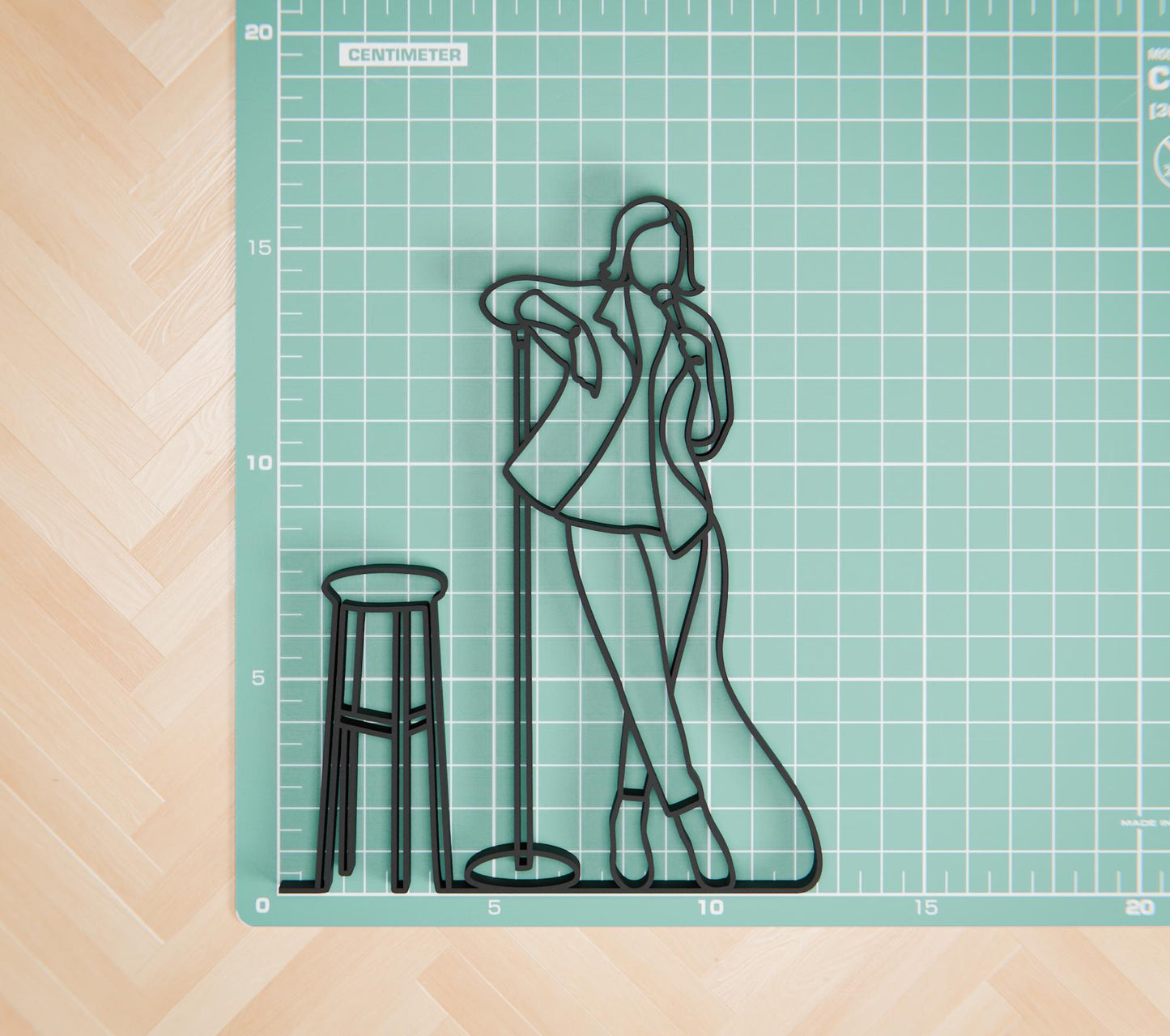 Personalized Female Stand-Up Comedian Figure - Minimalist Line Art Sculpture