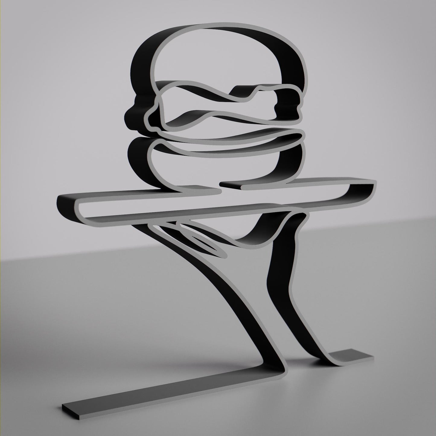 Personalized Fast Food Worker Figure - Minimalist Line Art Sculpture