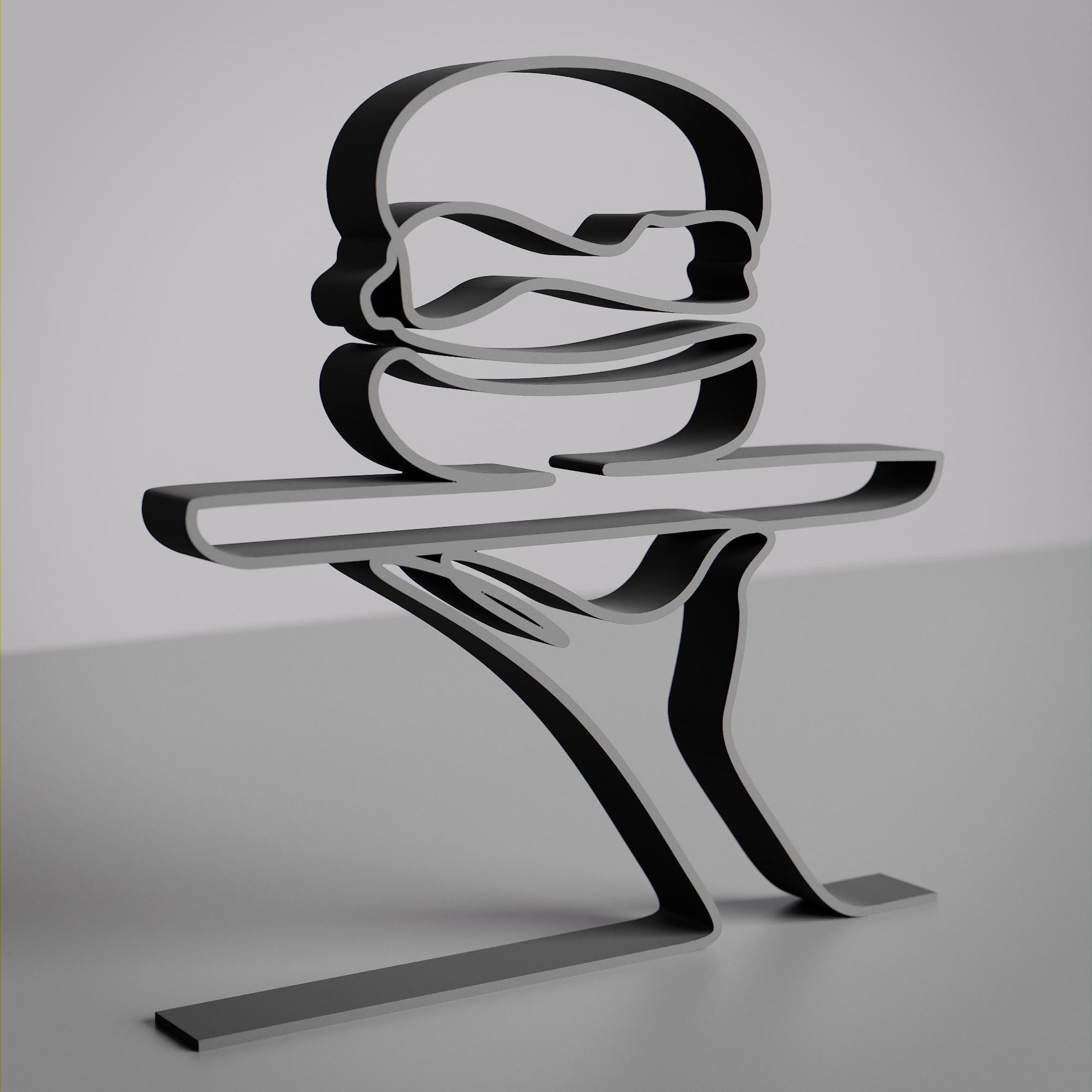 Personalized Fast Food Worker Figure - Minimalist Line Art Sculpture