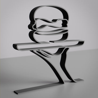 Personalized Fast Food Worker Figure - Minimalist Line Art Sculpture
