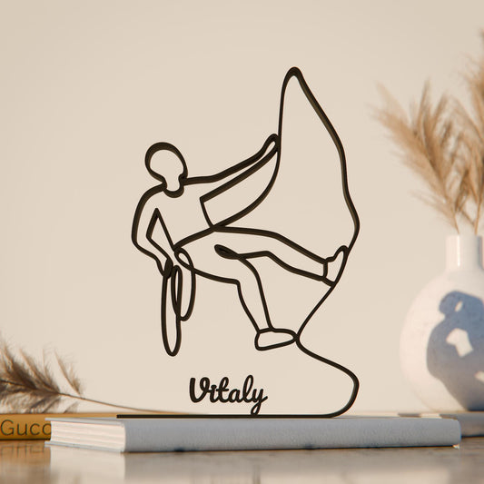 Personalized Climber Figure - Minimalist Line Art Sculpture