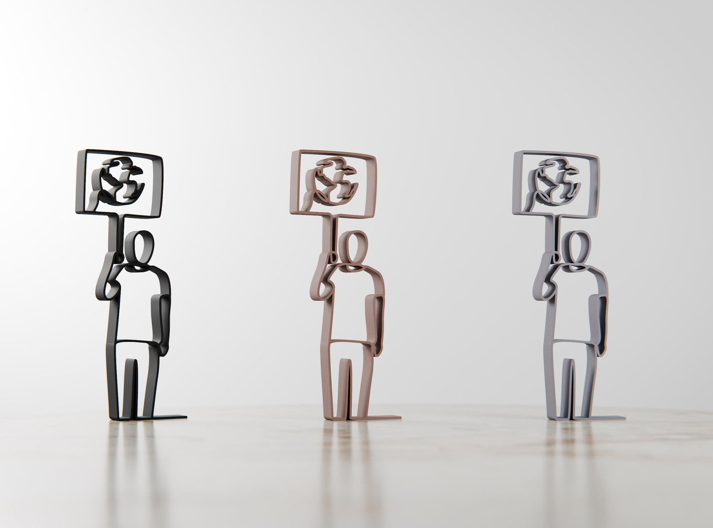 Personalized Eco Activist Figure - Minimalist Line Art Sculpture