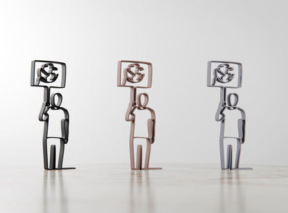 Personalized Eco Activist Figure - Minimalist Line Art Sculpture