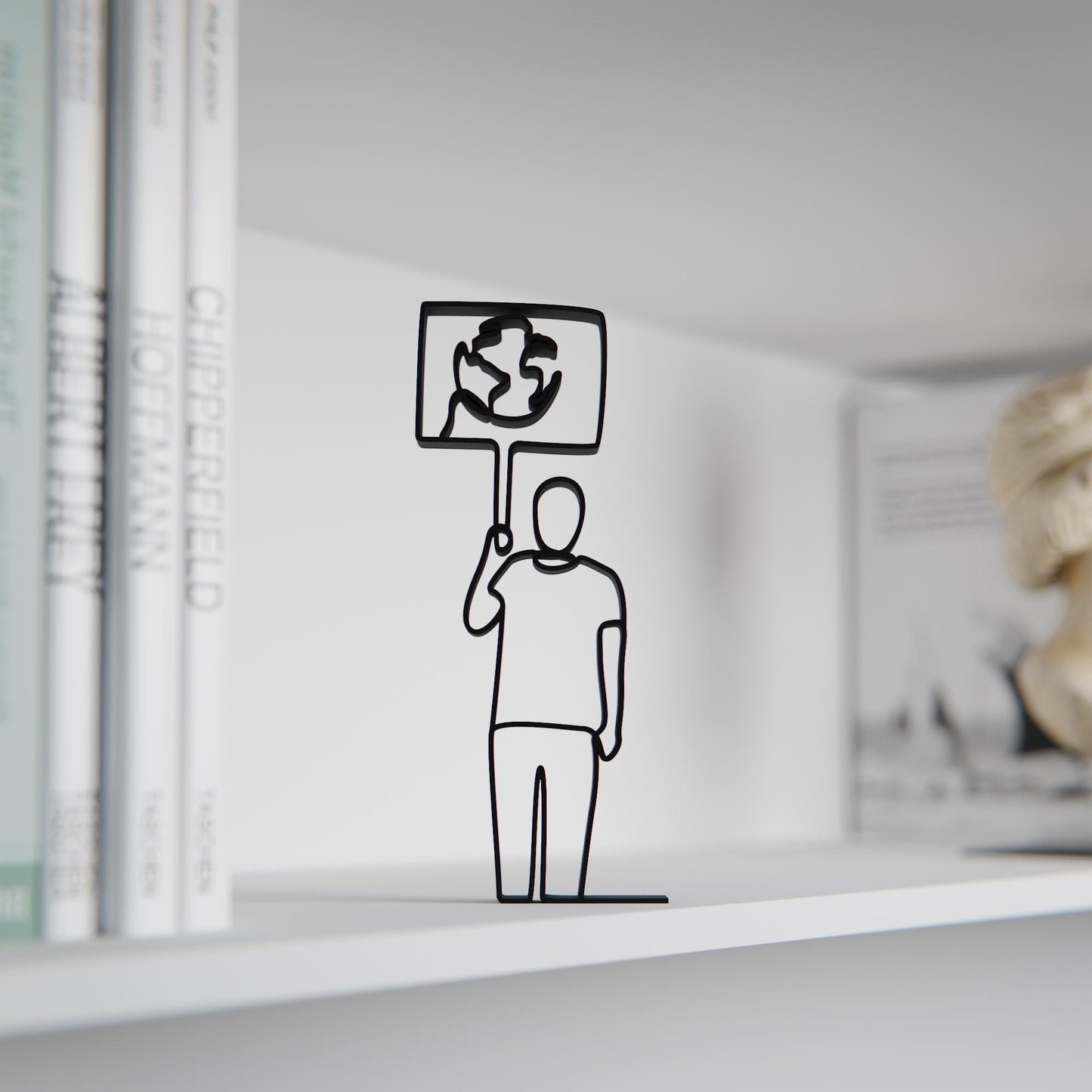 Personalized Eco Activist Figure - Minimalist Line Art Sculpture