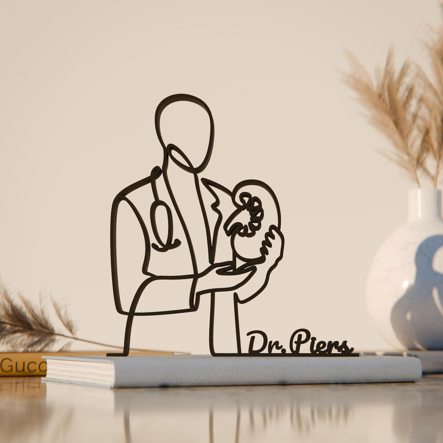 Personalized Nephrologist Figure - Minimalist Line Art Sculpture