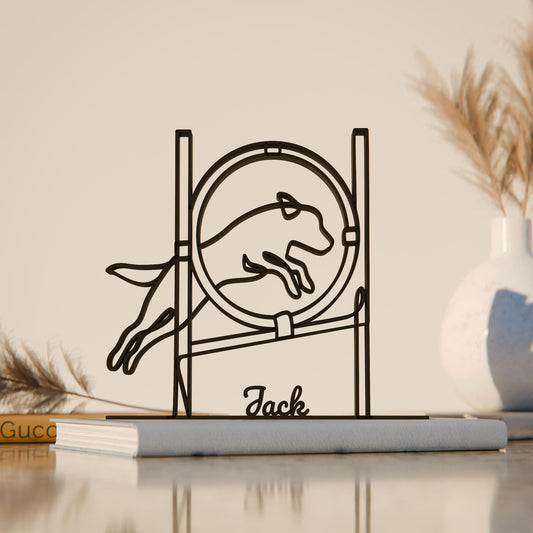Personalized Dog Agility Competitor Figure - Minimalist Line Art Sculpture