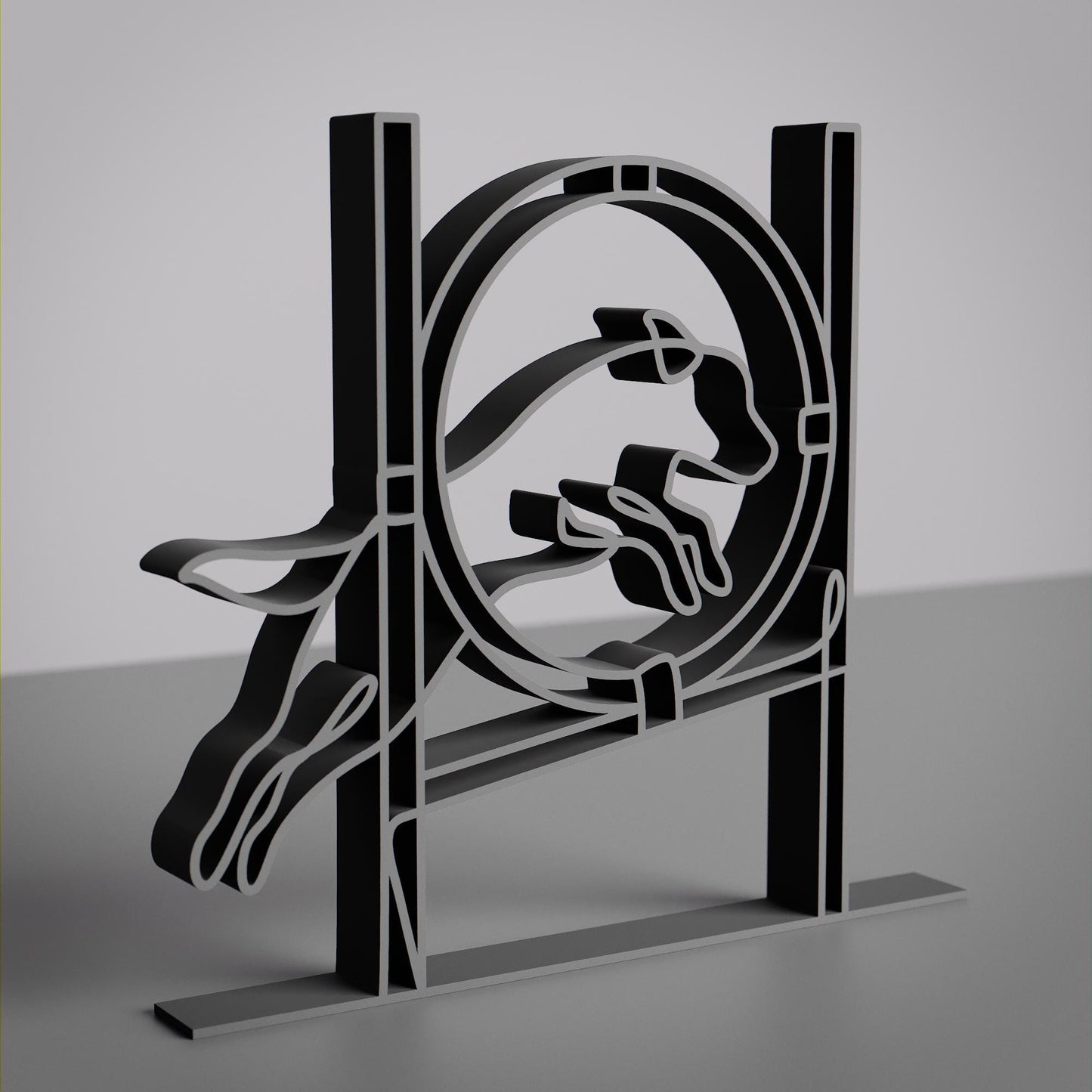 Personalized Dog Agility Competitor Figure - Minimalist Line Art Sculpture