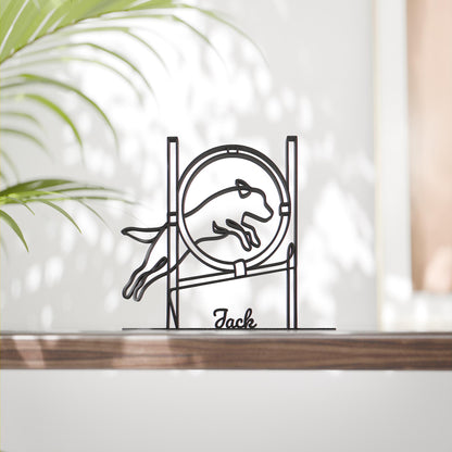 Personalized Dog Agility Competitor Figure - Minimalist Line Art Sculpture