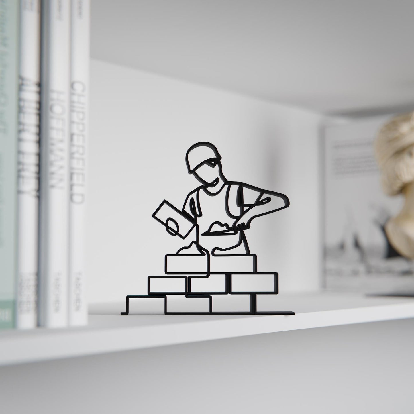Personalized Construction Worker Figure - Minimalist Line Art Sculpture