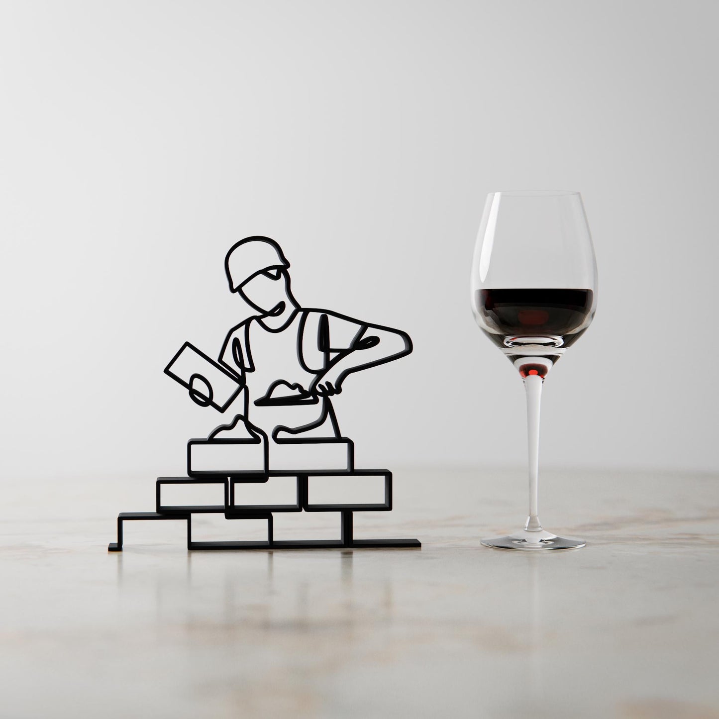 Personalized Construction Worker Figure - Minimalist Line Art Sculpture