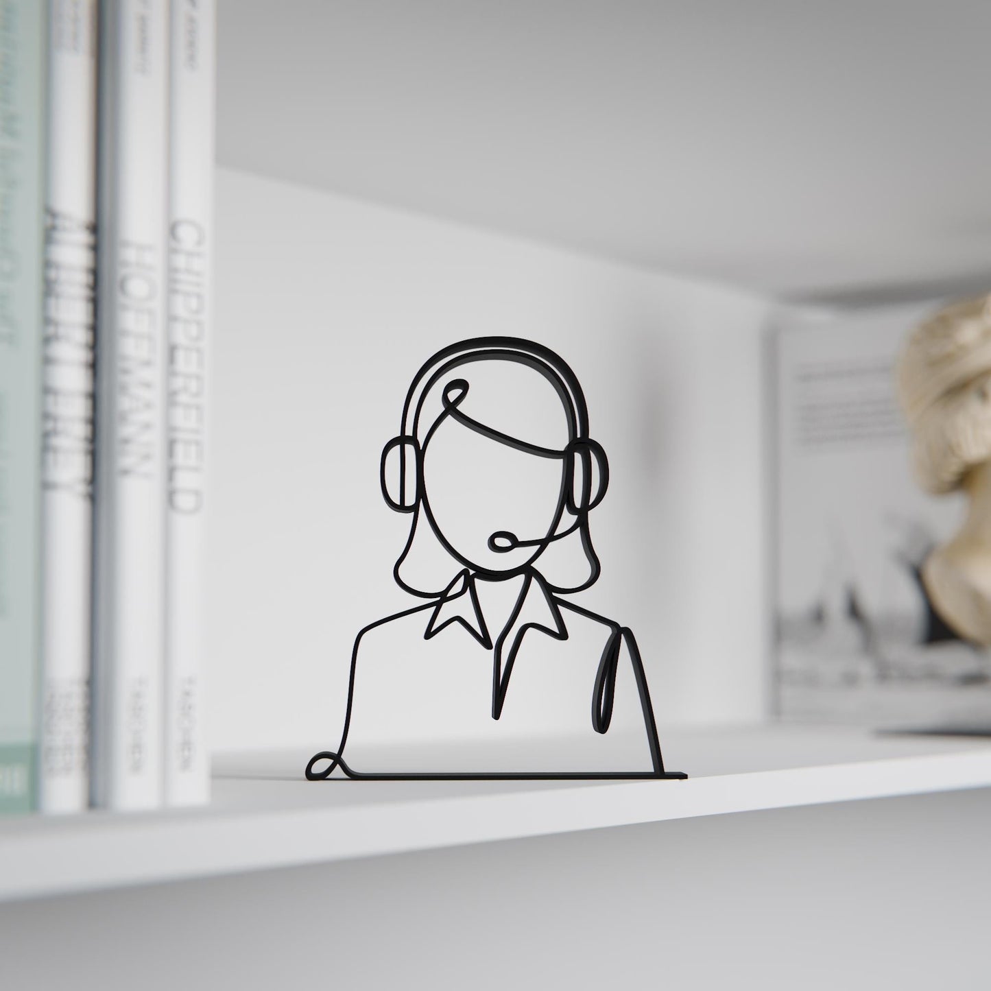 Personalized Customer Service Representative Figure - Minimalist Line Art Sculpture