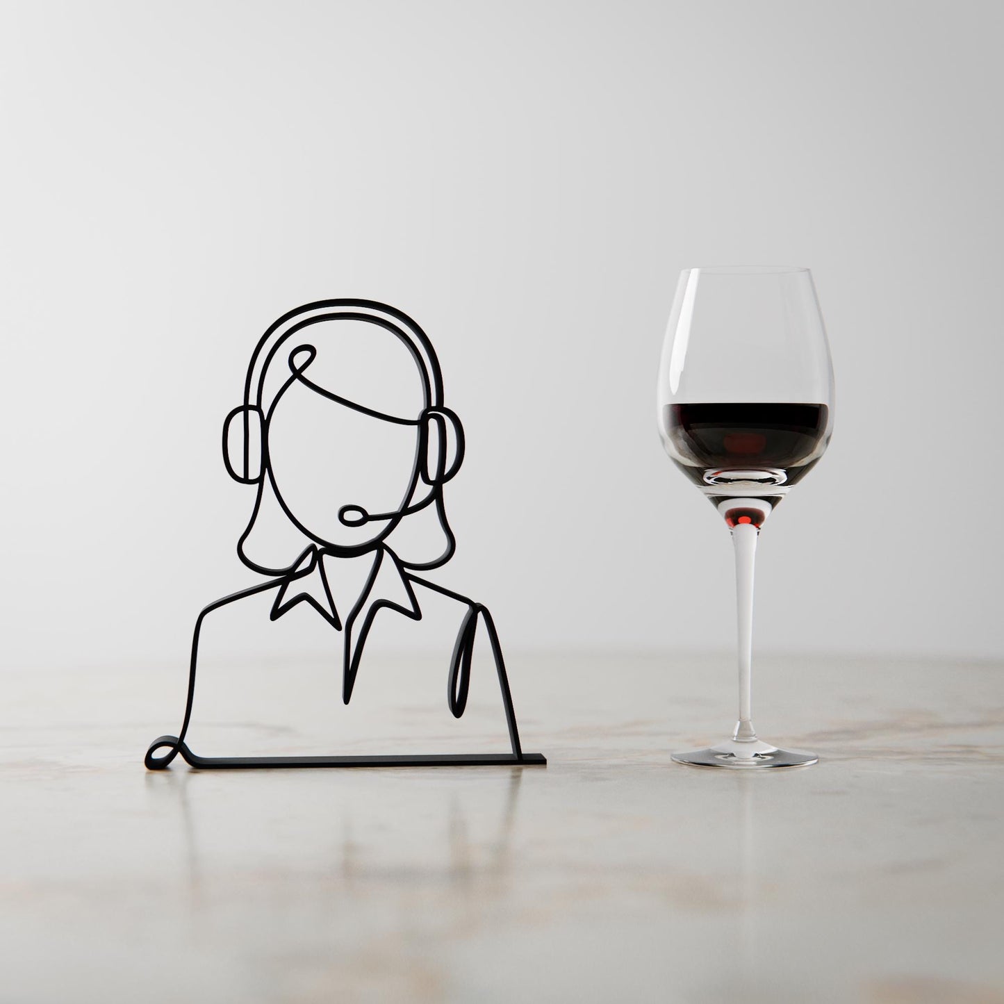 Personalized Customer Service Representative Figure - Minimalist Line Art Sculpture