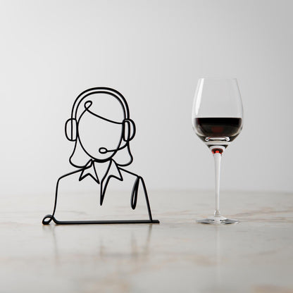 Personalized Customer Service Representative Figure - Minimalist Line Art Sculpture