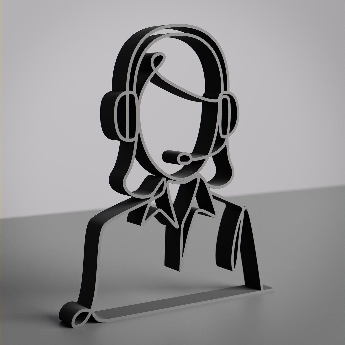 Personalized Customer Service Representative Figure - Minimalist Line Art Sculpture