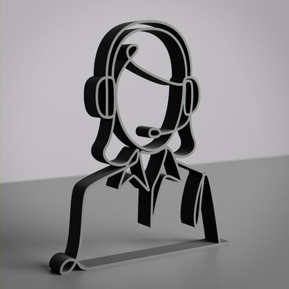 Personalized Customer Service Representative Figure - Minimalist Line Art Sculpture