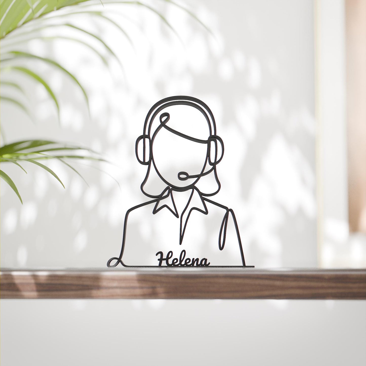 Personalized Customer Service Representative Figure - Minimalist Line Art Sculpture