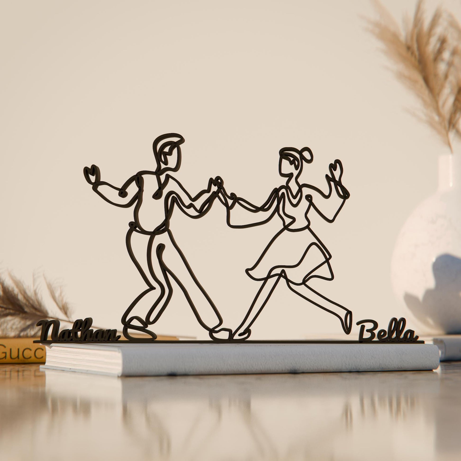 Lindy Hop Dancers - Customized Line Art Figure
