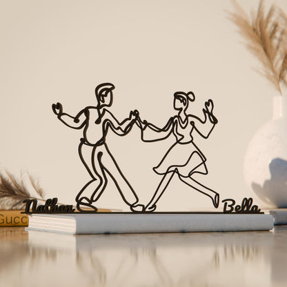 Lindy Hop Dancers - Customized Line Art Figure