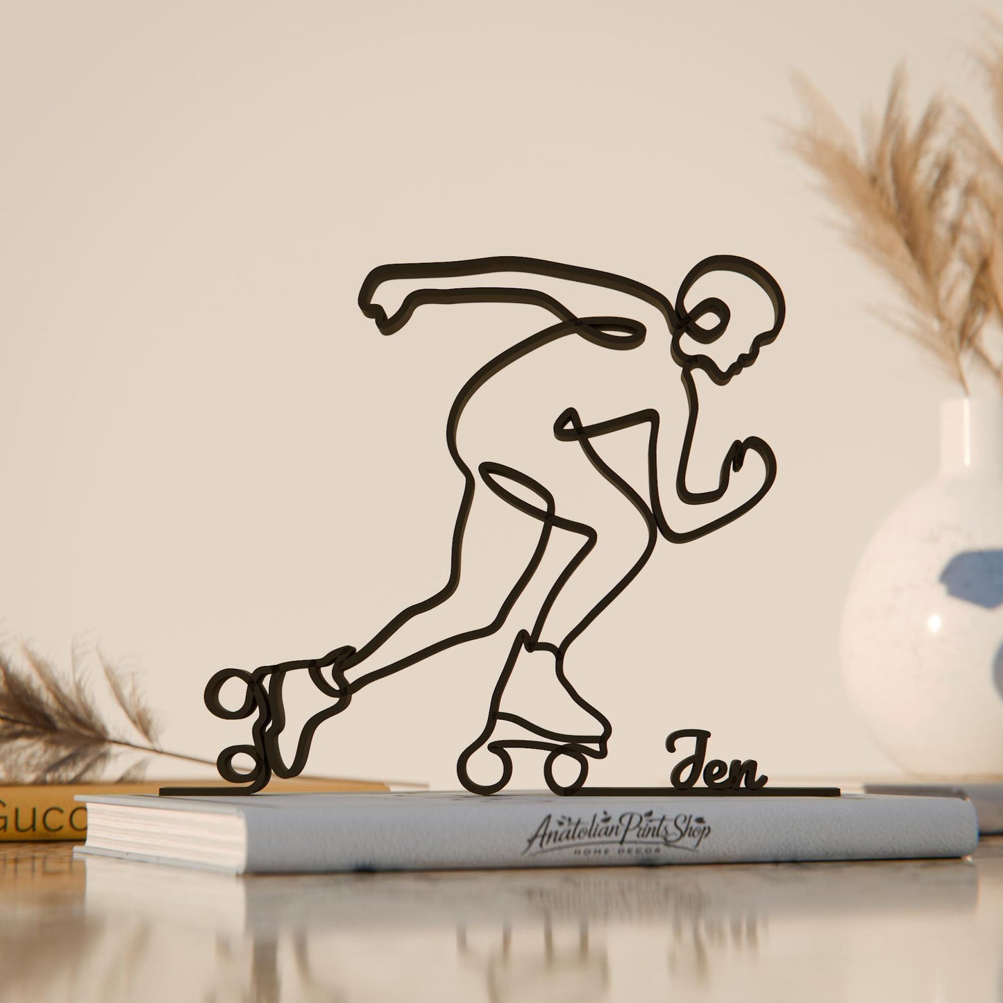 Roller Skater - Customized Line Art Figure