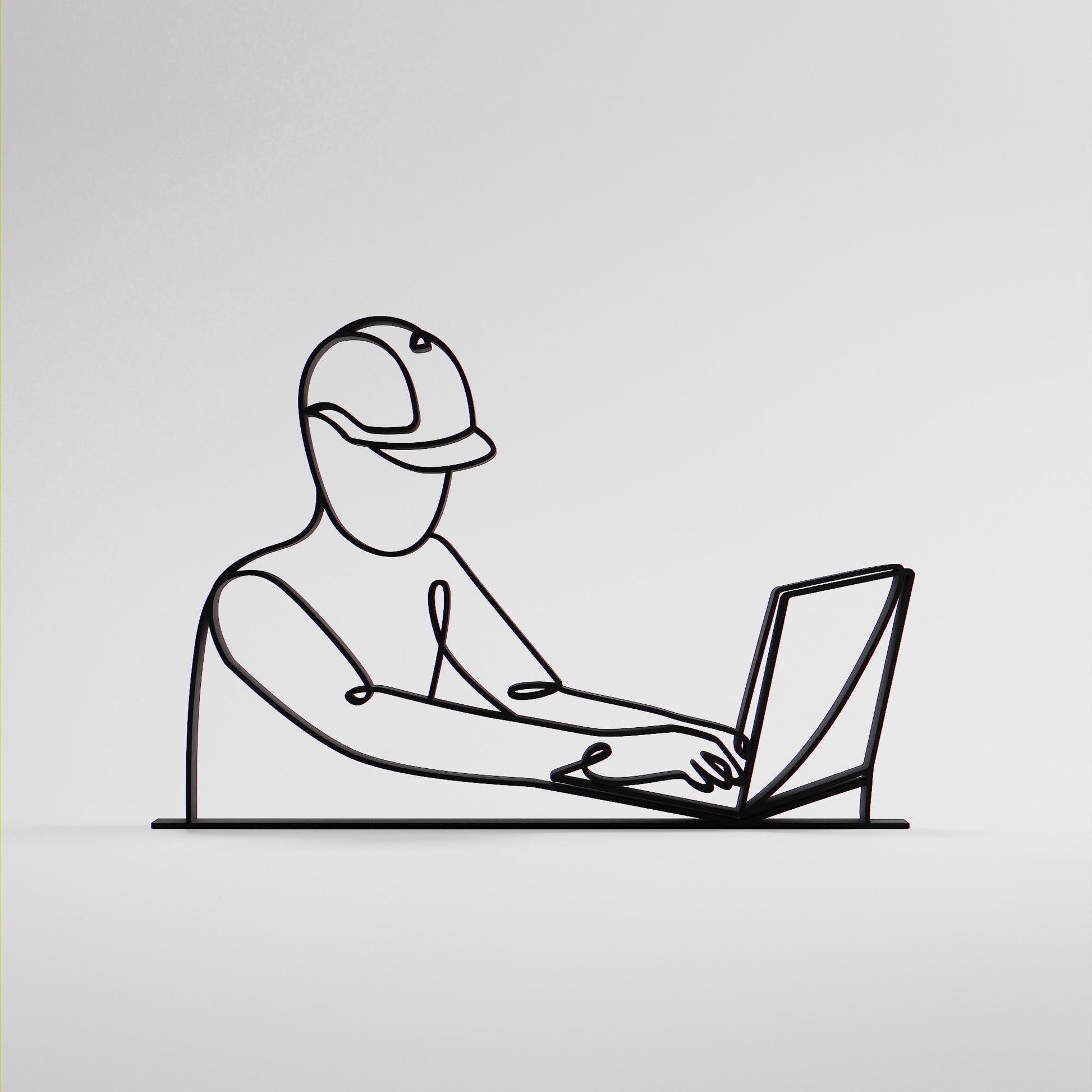 Computer Engineer - Customized Line Art Figure