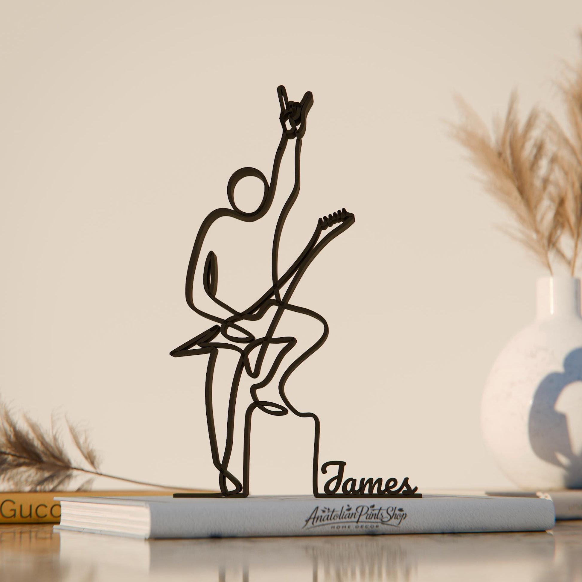 Metalhead Guitarist - Customized Line Art Figure