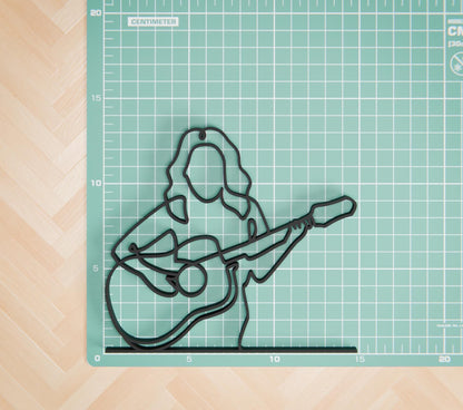 Female Acoustic Guitarist - Customized Line Art Figure