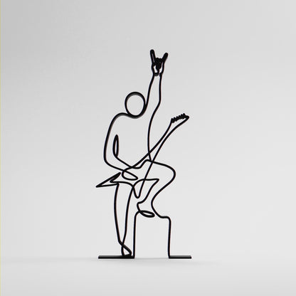Metalhead Guitarist - Customized Line Art Figure
