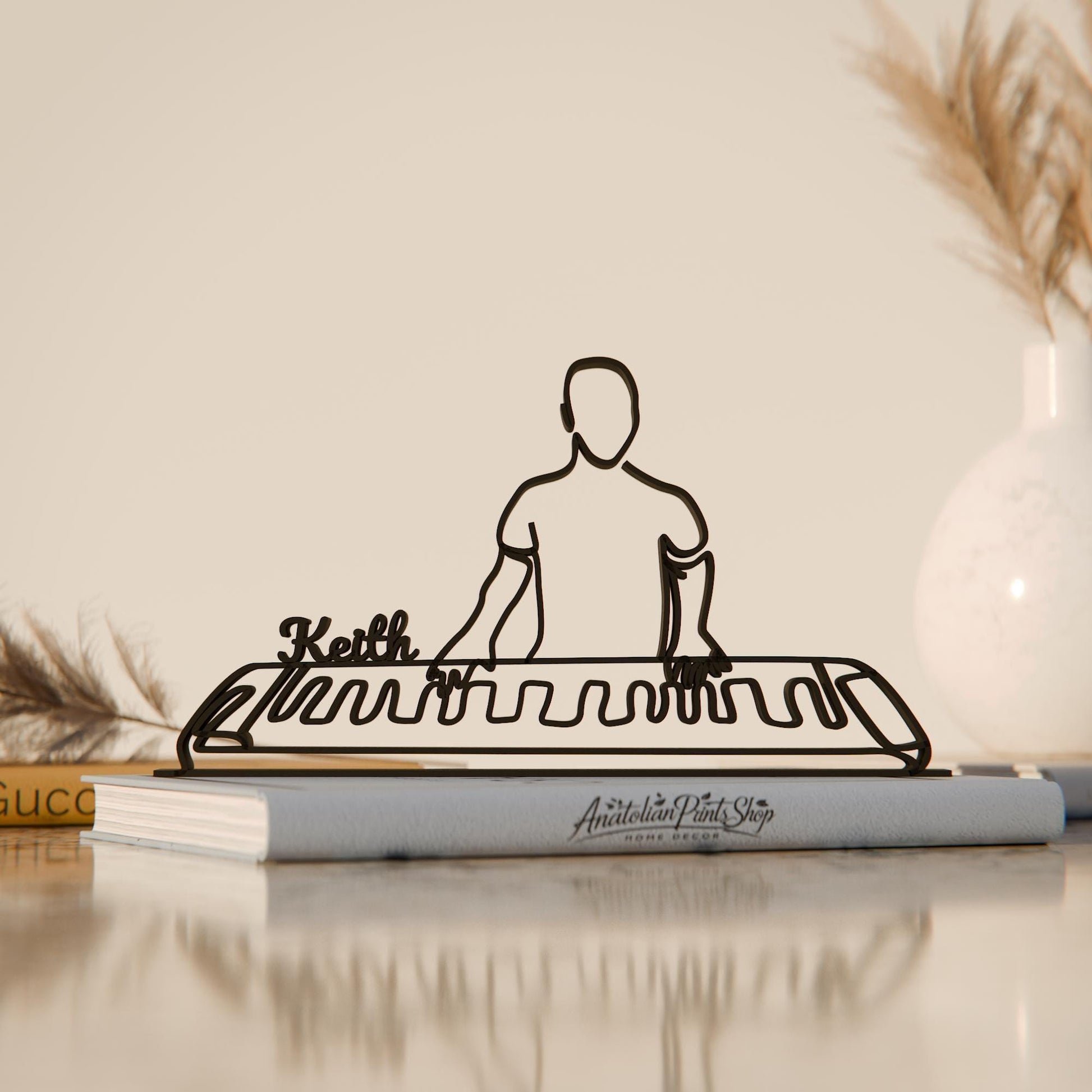 Keyboard Player - Customized Line Art Figure