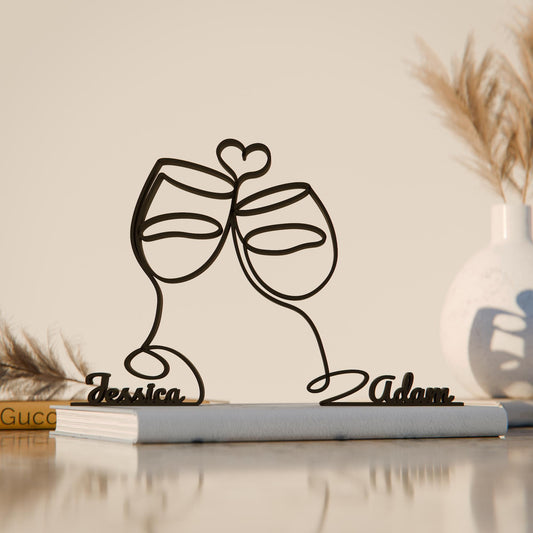 Wine Glasses - Customized Line Art Figure