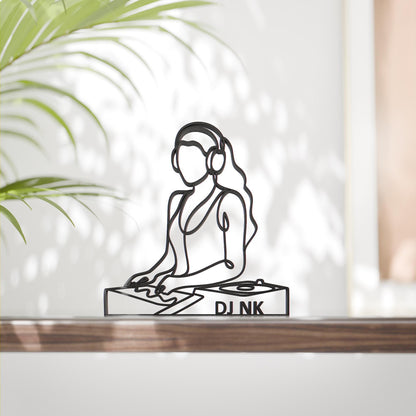 Female DJ - Customized Line Art Figure