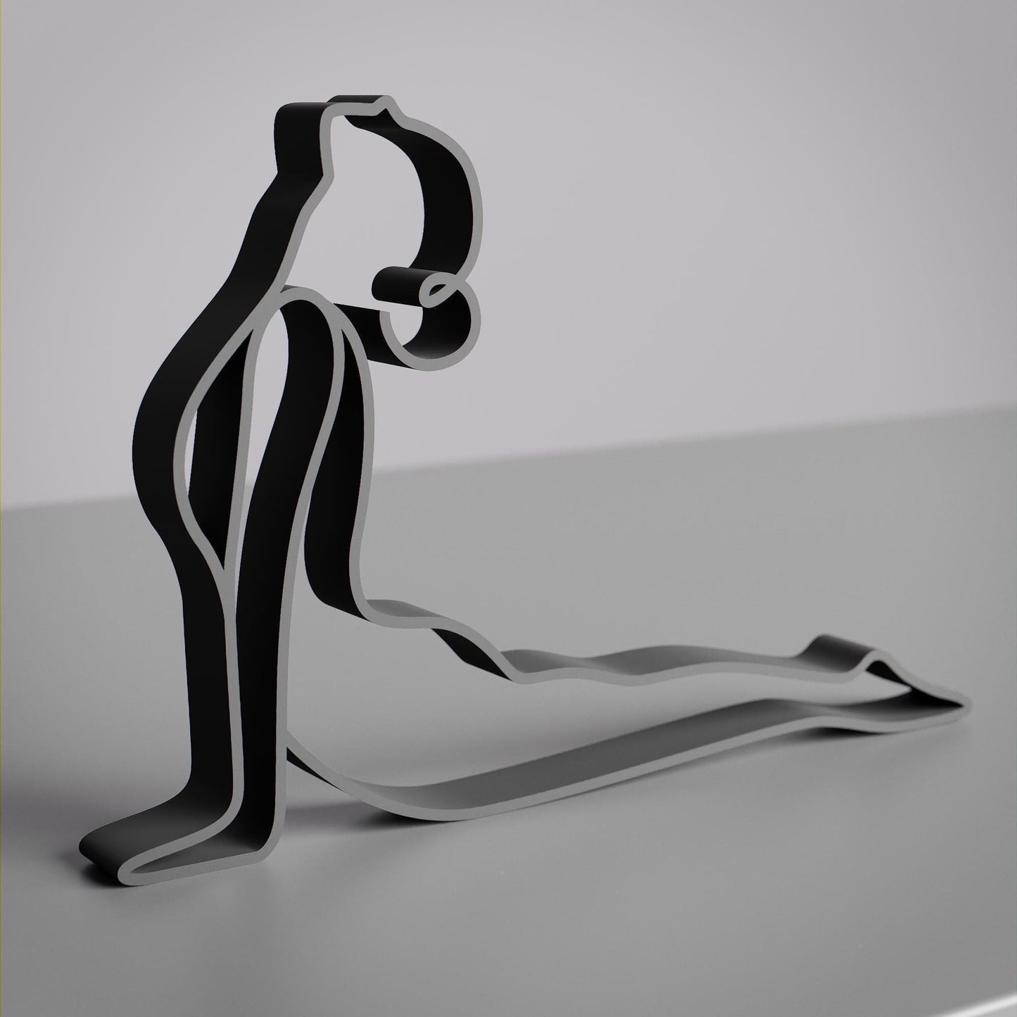 Yoga Upward Facing Dog Pose - Line Art Figure