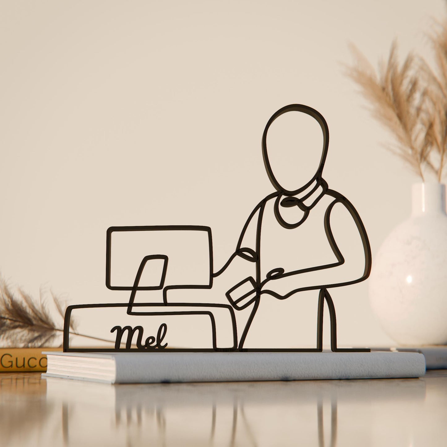 Cashier - Customized Line Art Figure