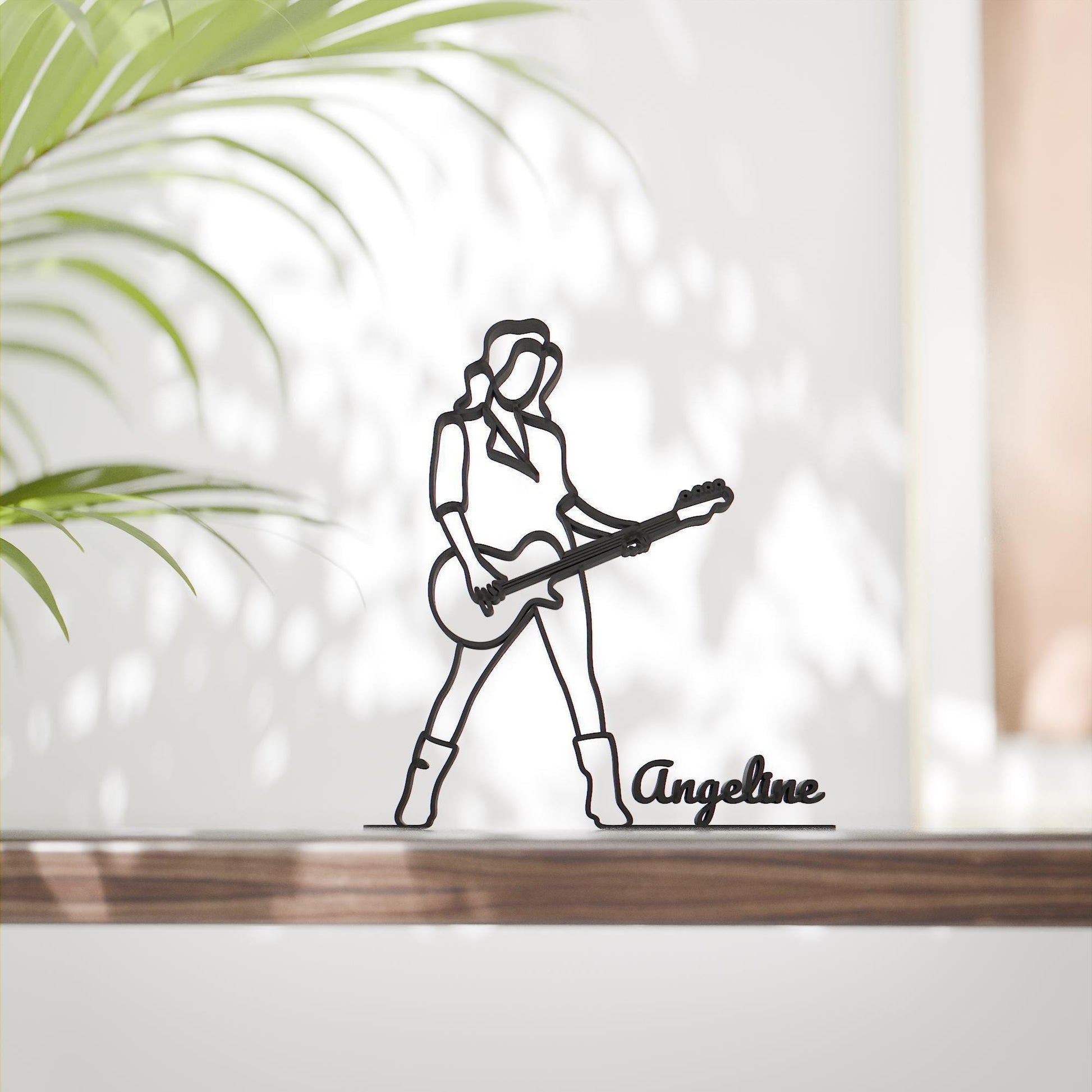 Female Bass Guitarist - Customized Line Art Figure