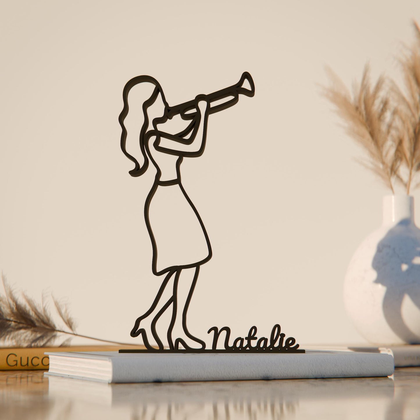 Female Trumpeter - Customized Line Art Figure