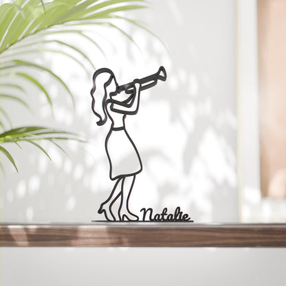 Female Trumpeter - Customized Line Art Figure