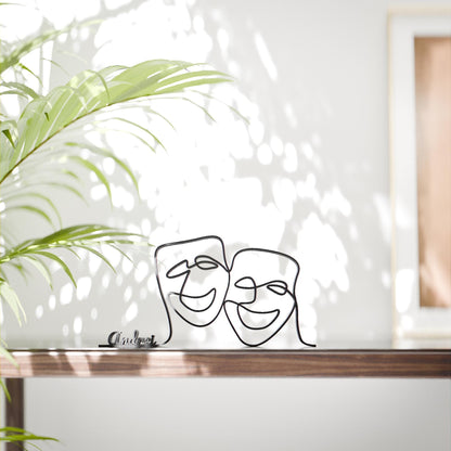 Theater Mask - Customized Line Art Figure