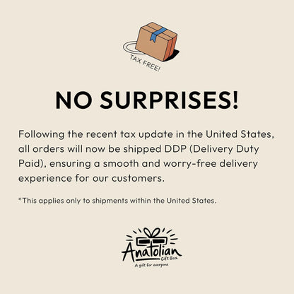 The image is a text-based image that contains a message about a tax-free delivery service for customers in the United States.