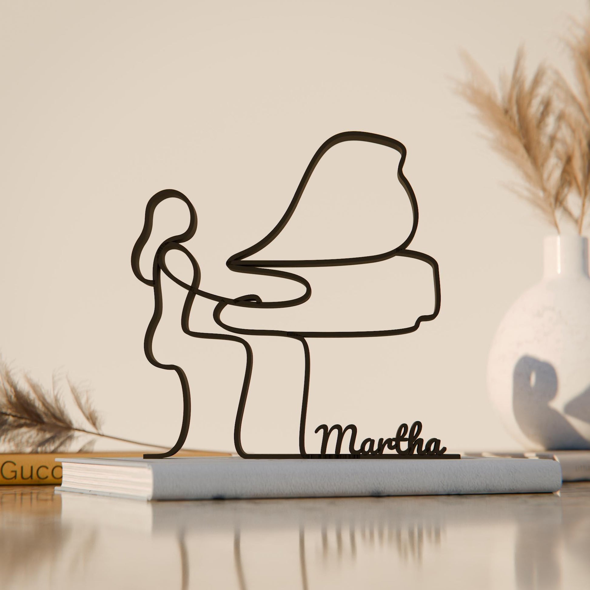 Female Pianist - Customized Line Art Figure