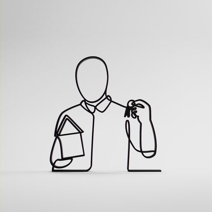 Real Estate Agent - Customized Line Art Figure