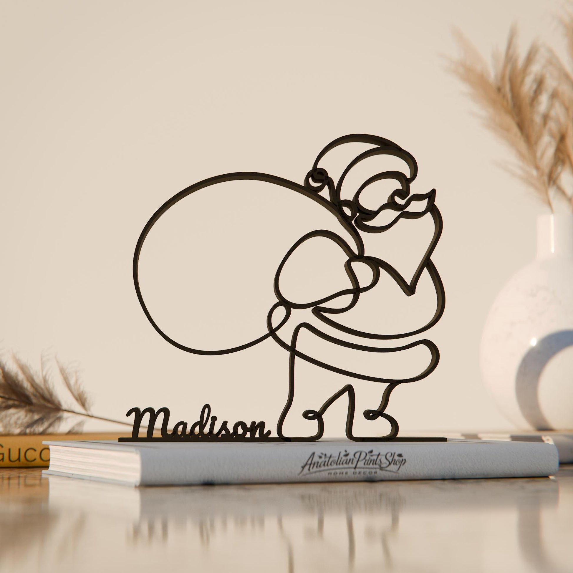 Santa with Bag - Customized Line Art Figure