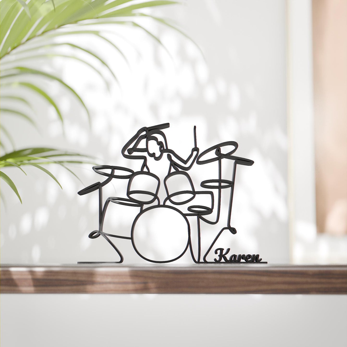 Female Drummer - Customized Line Art Figure