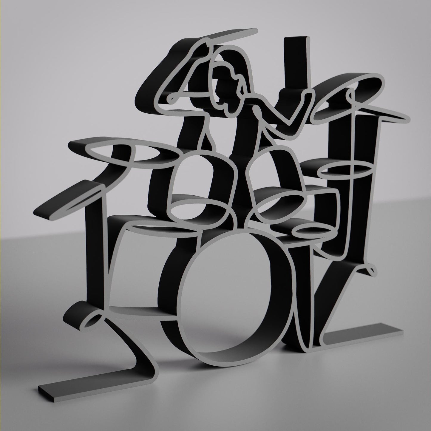 Female Drummer - Customized Line Art Figure