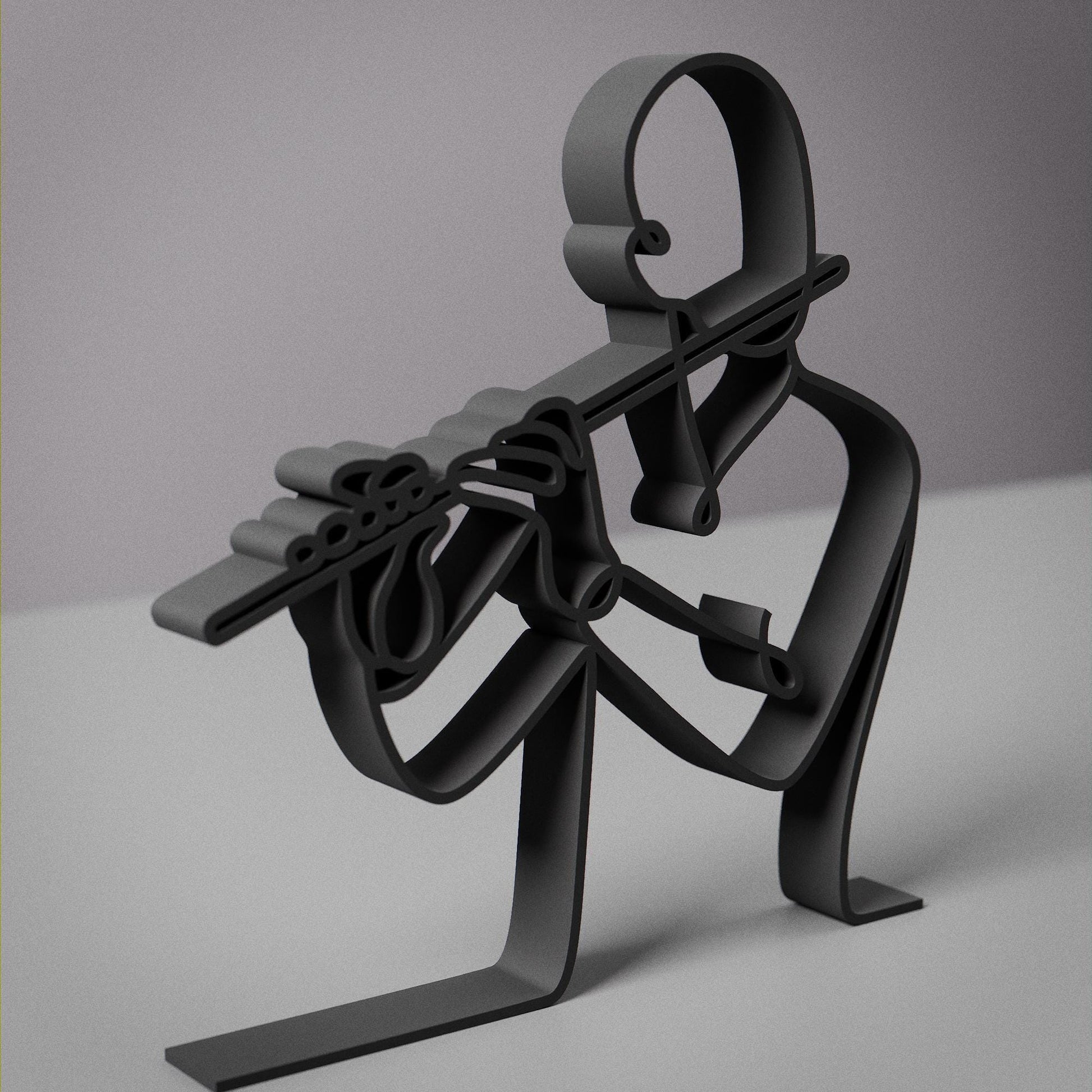 Flute Player - Customized Line Art Figure