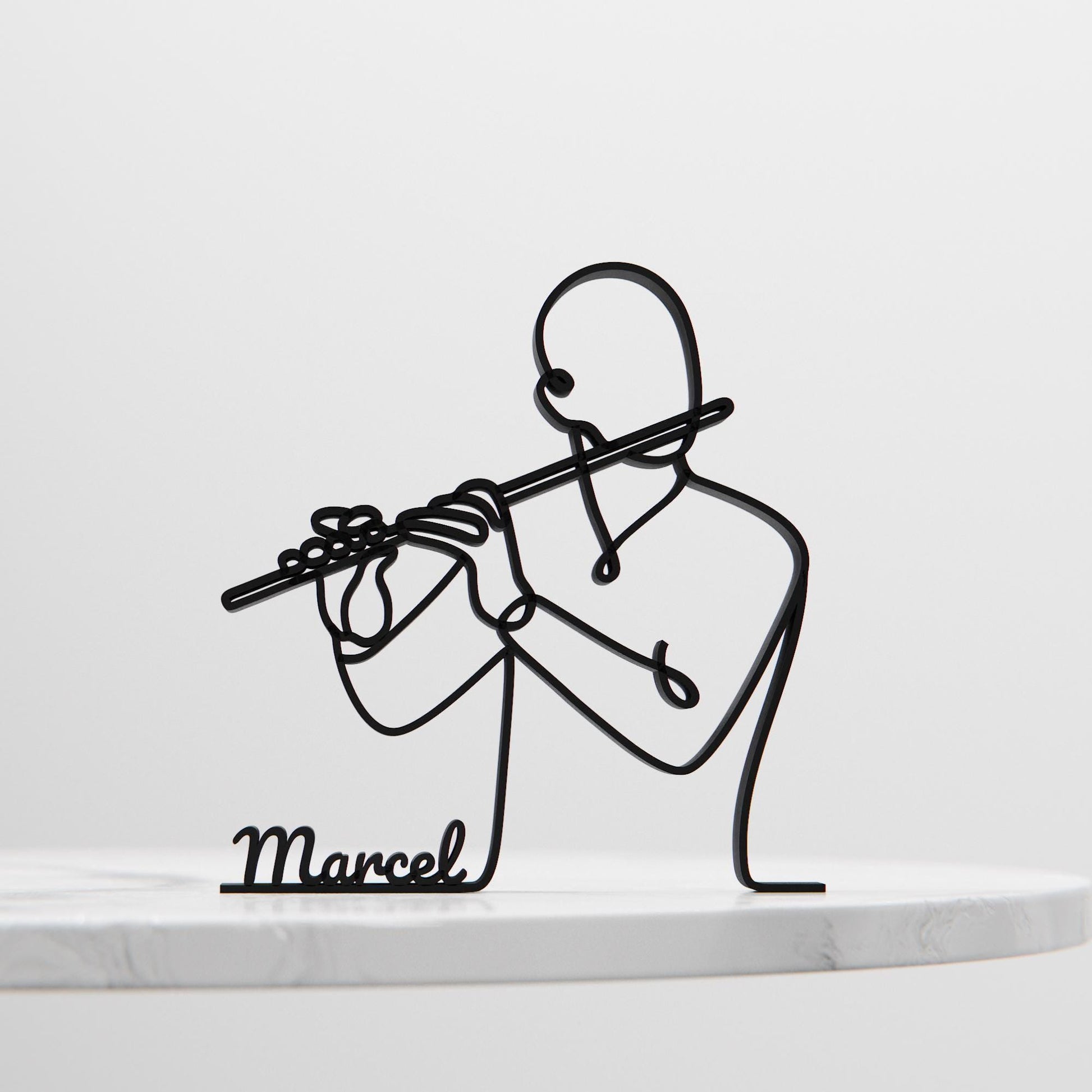Flute Player - Customized Line Art Figure