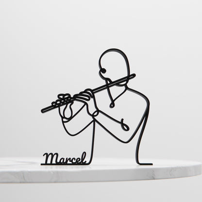 Flute Player - Customized Line Art Figure