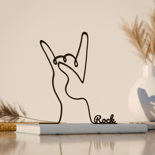 Devil Horn Hand - Customized Line Art Figure