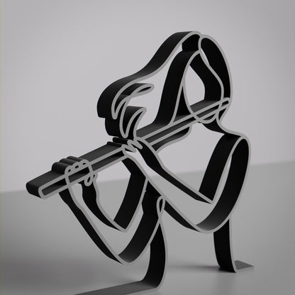 Female Flute Player - Customized Line Art Figure