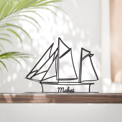 Sailboat 02 - Customized Line Art Figure
